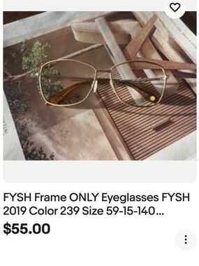 FYSH Frame ONLY Eyeglasses FYSH 2019 Color 239 Size 59-15-140 Replacement Frame